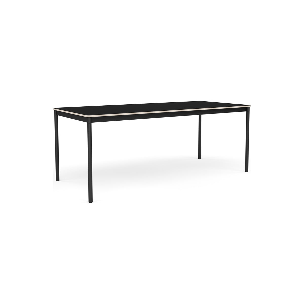 Base Table - 190 × 85 cm, Black Laminate, Plywood Edge, Black - Dining Tables - Muuto