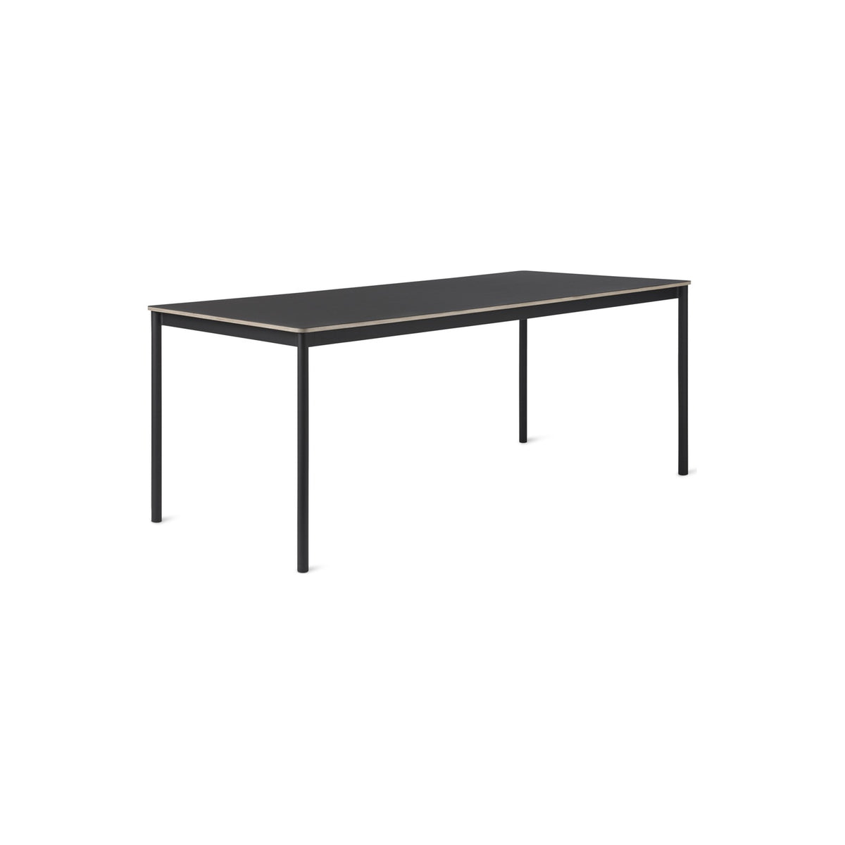 Base Table - 190 × 85 cm, Black Linoleum, Plywood Edge, Black - Dining Tables - Muuto