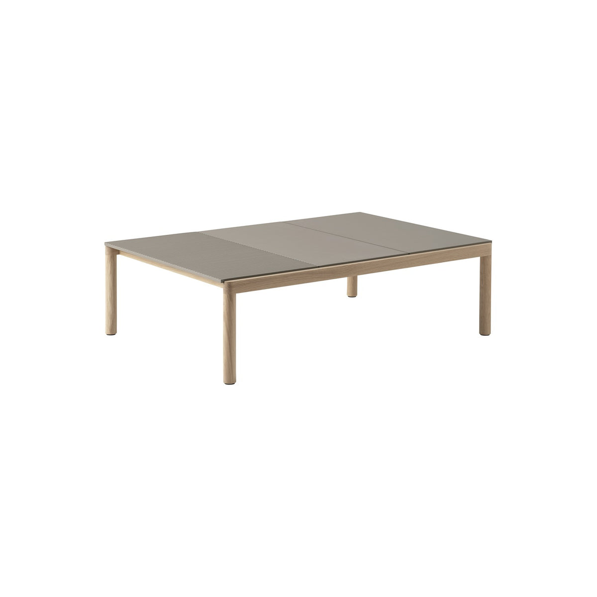Couple Coffee Table - 120 × 84.5 cm, Plain & Wavy, Taupe / Oak - Coffee & Side Tables - Muuto