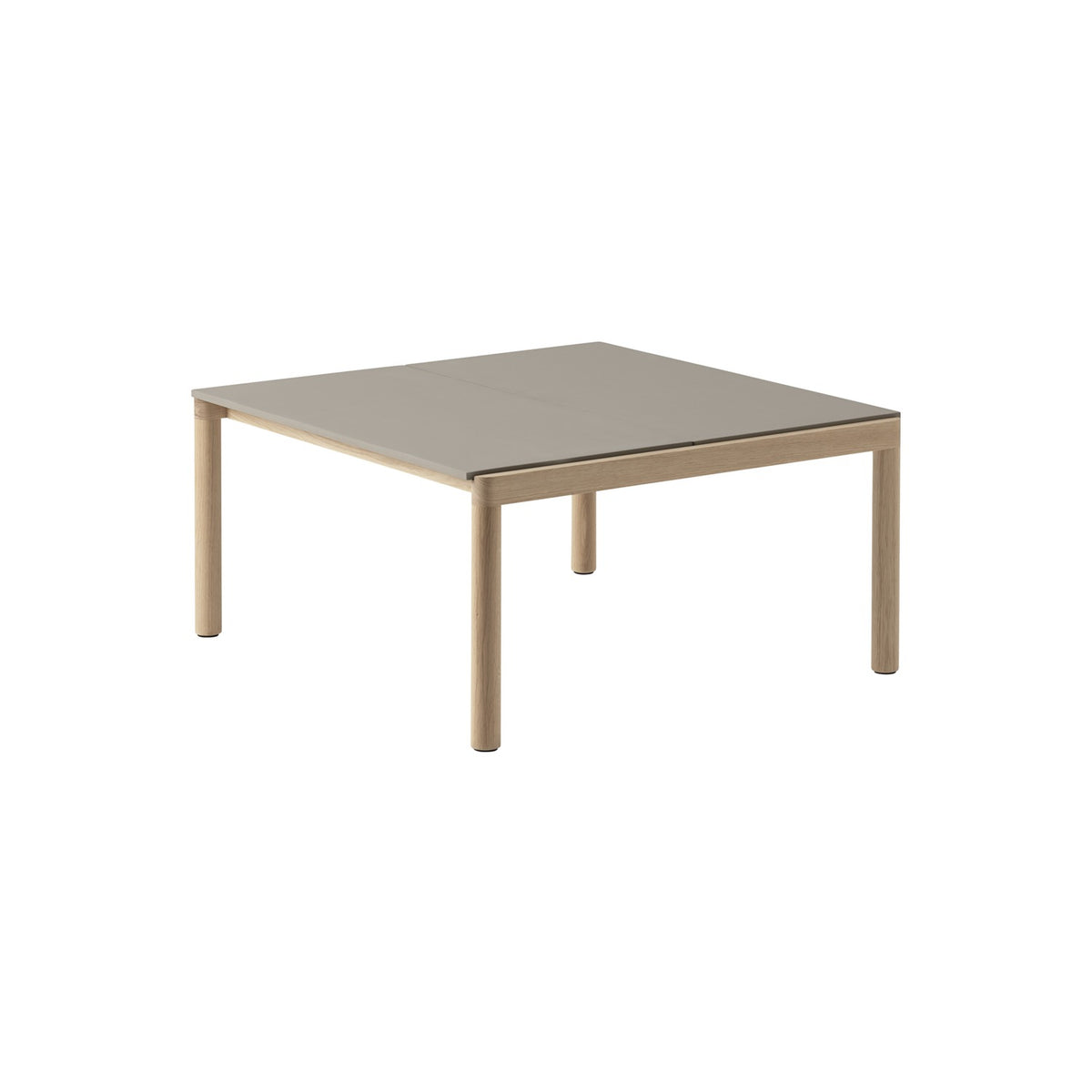 Couple Coffee Table - 80 × 84.5 cm, Plain, Taupe / Oak - Coffee & Side Tables - Muuto