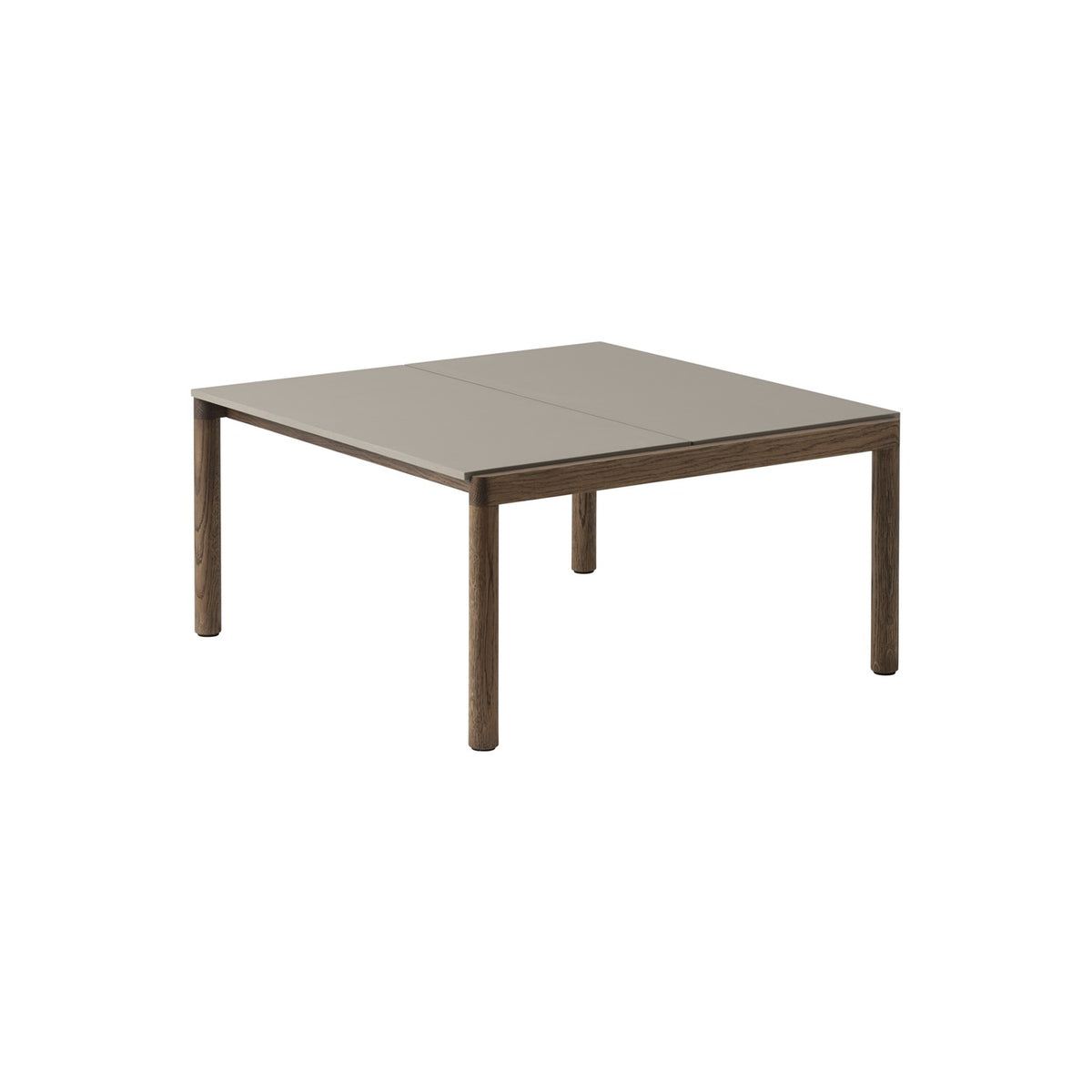 Couple Coffee Table - 80 × 84.5 cm, Plain, Taupe / Dark Oiled Oak - Coffee & Side Tables - Muuto