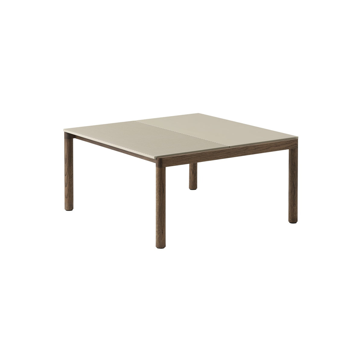 Couple Coffee Table - 80 × 84.5 cm, Plain & Wavy, Sand / Dark Oiled Oak - Coffee & Side Tables - Muuto