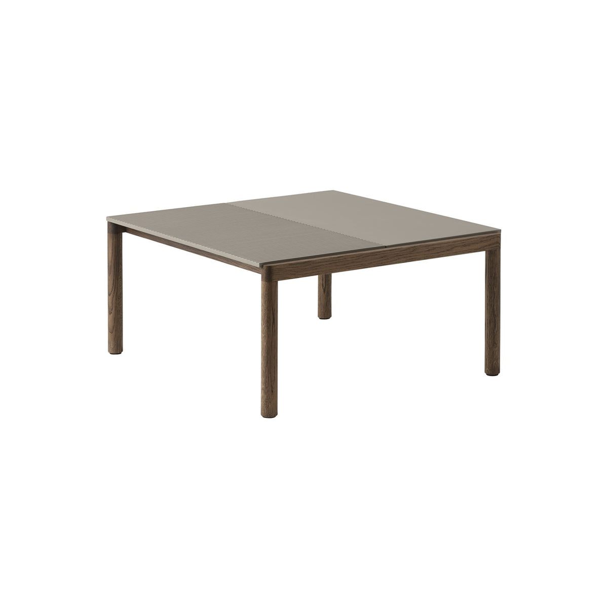 Couple Coffee Table - 80 × 84.5 cm, Plain & Wavy, Taupe / Dark Oiled Oak - Coffee & Side Tables - Muuto