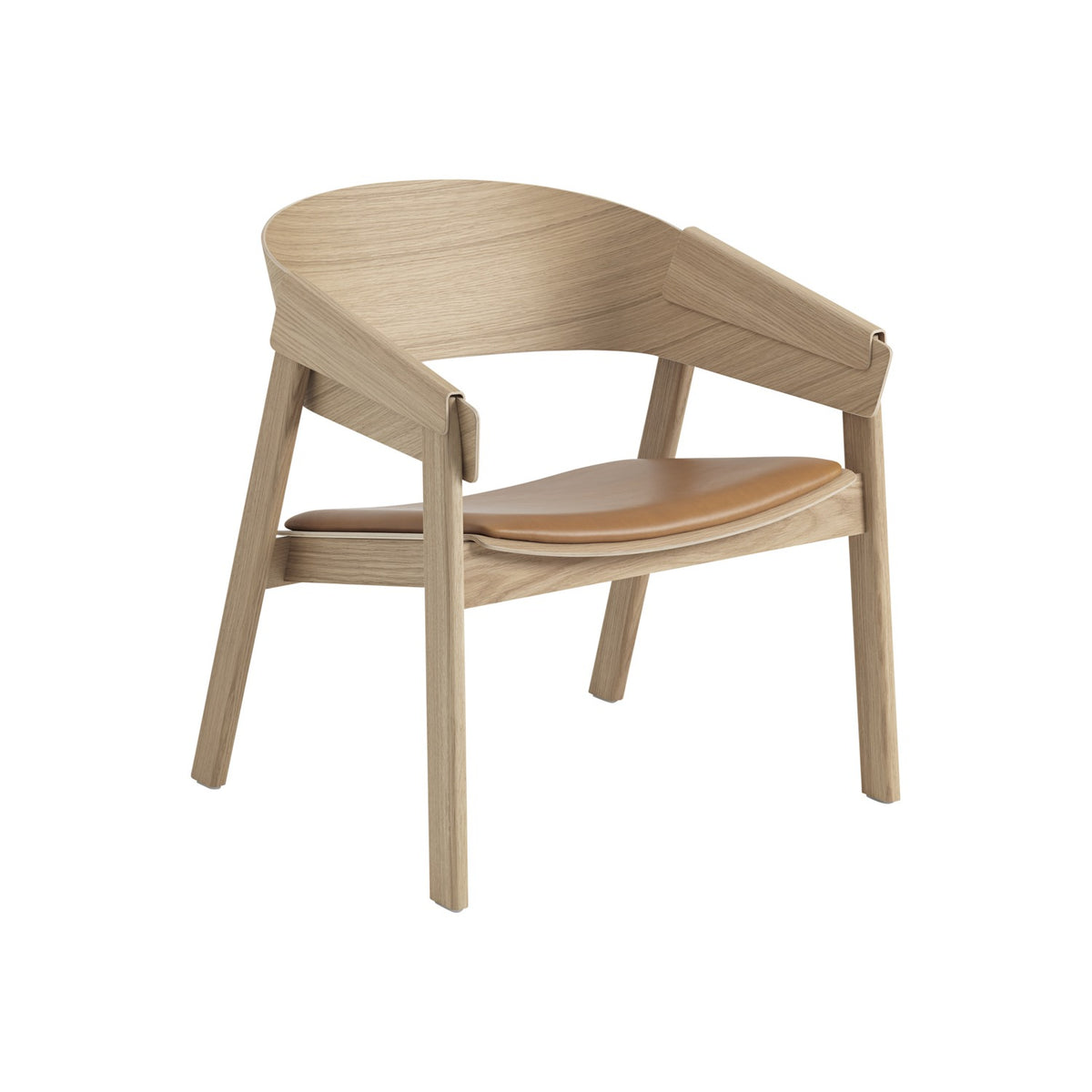 Cover Lounge Chair - Oak / Cognac Leather - Chairs - Muuto