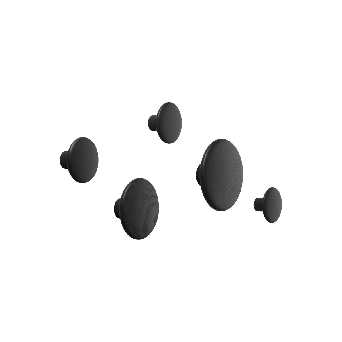 Dots Wood - Set of 5, Black - Coat Rack - Muuto