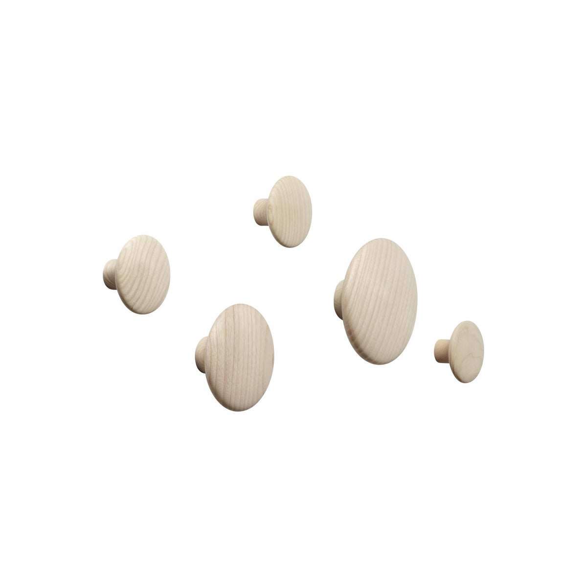 Dots Wood - Set of 5, Oak - Coat Rack - Muuto