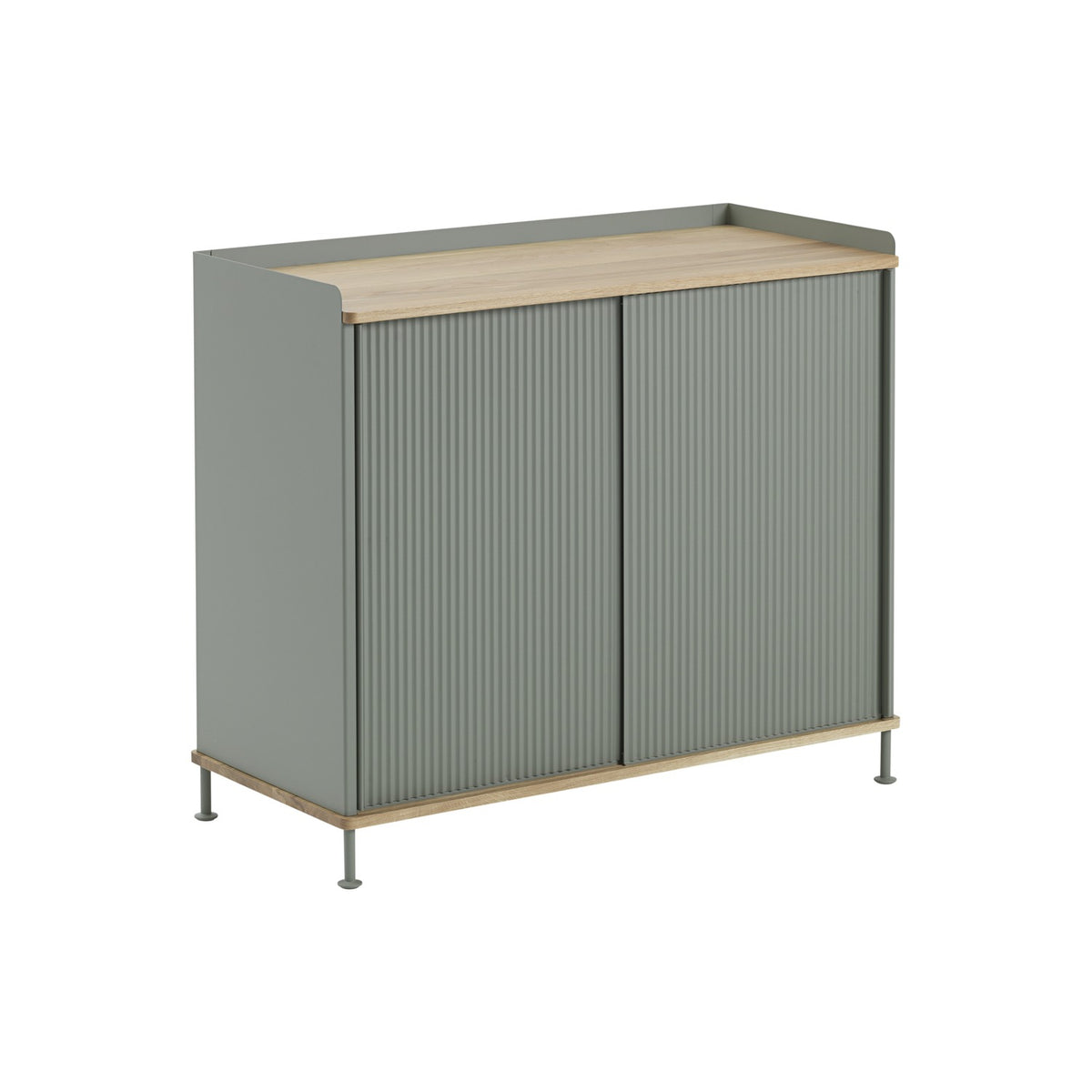 Enfold Sideboard - 100 × 45 cm, H 85 cm, Dusty Green / Oak - Sideboard - Muuto