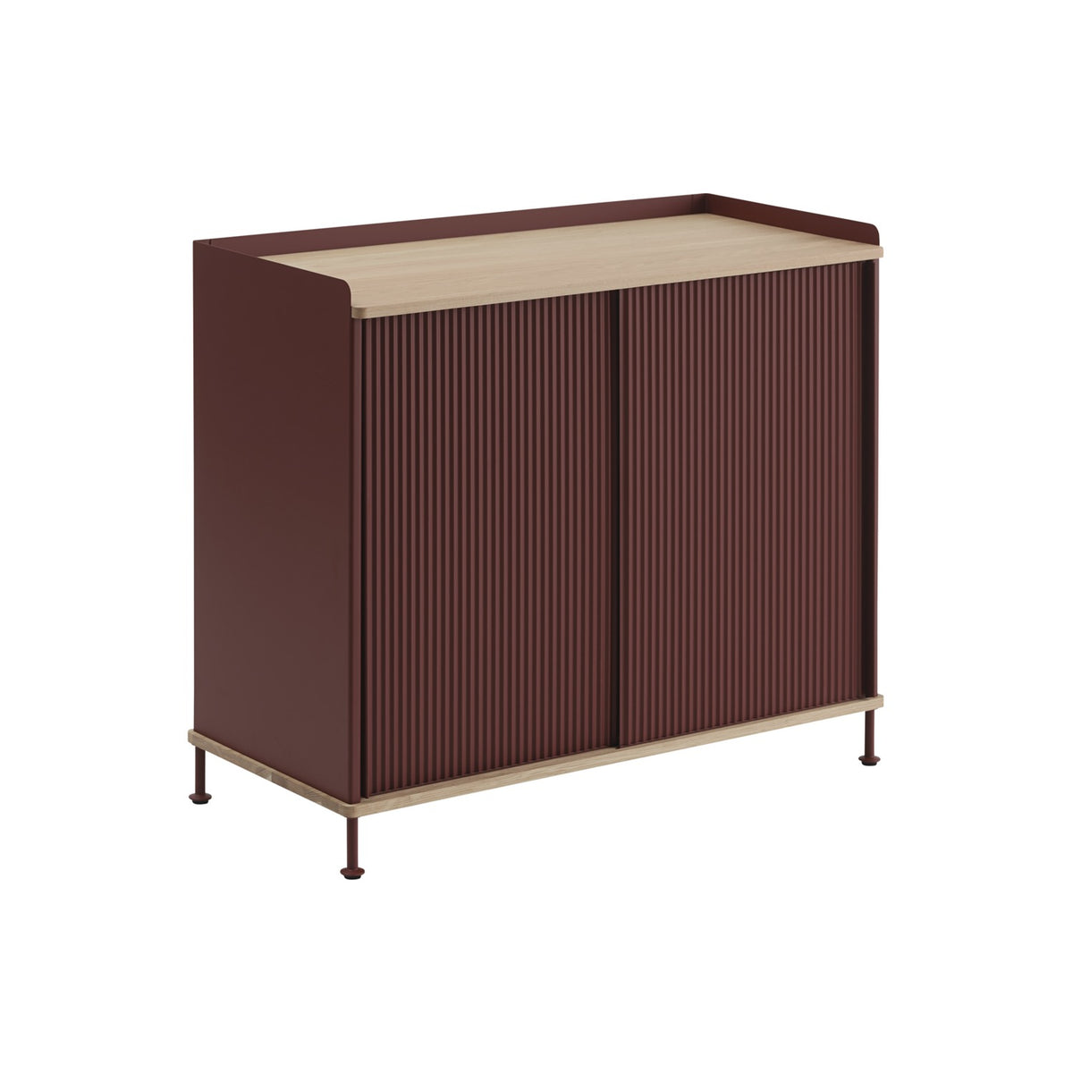 Enfold Sideboard - 100 × 45 cm, H 85 cm, Deep Red / Oak - Sideboard - Muuto
