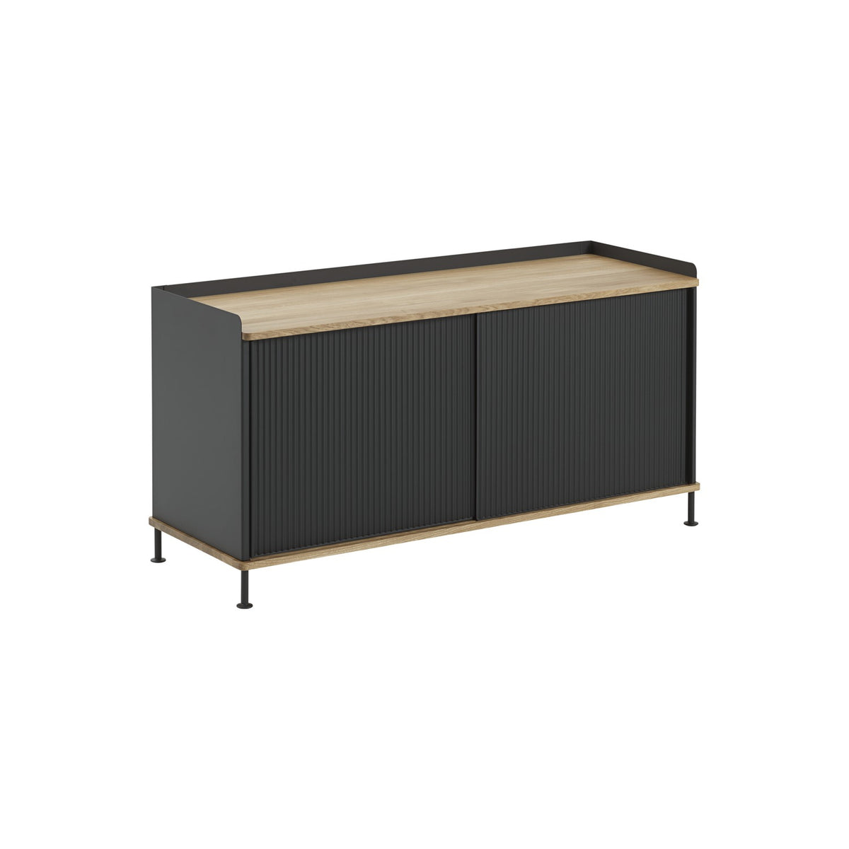 Enfold Sideboard - 124 × 45 cm, H 63 cm, Anthracite Black / Oak - Sideboard - Muuto