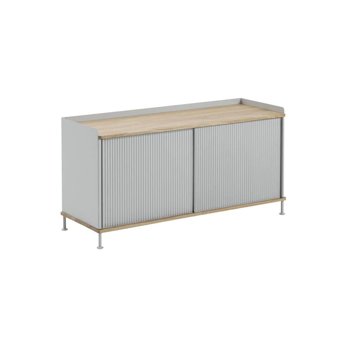 Enfold Sideboard - 124 × 45 cm, H 63 cm, Grey / Oak - Sideboard - Muuto