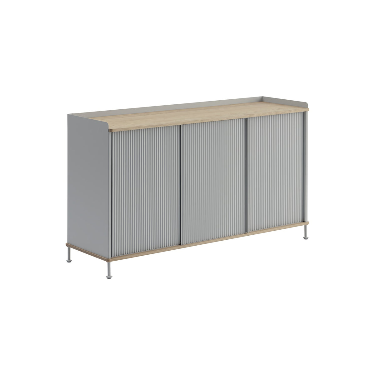 Enfold Sideboard - 148 × 45 cm, H 85 cm, Grey / Oak - Sideboard - Muuto