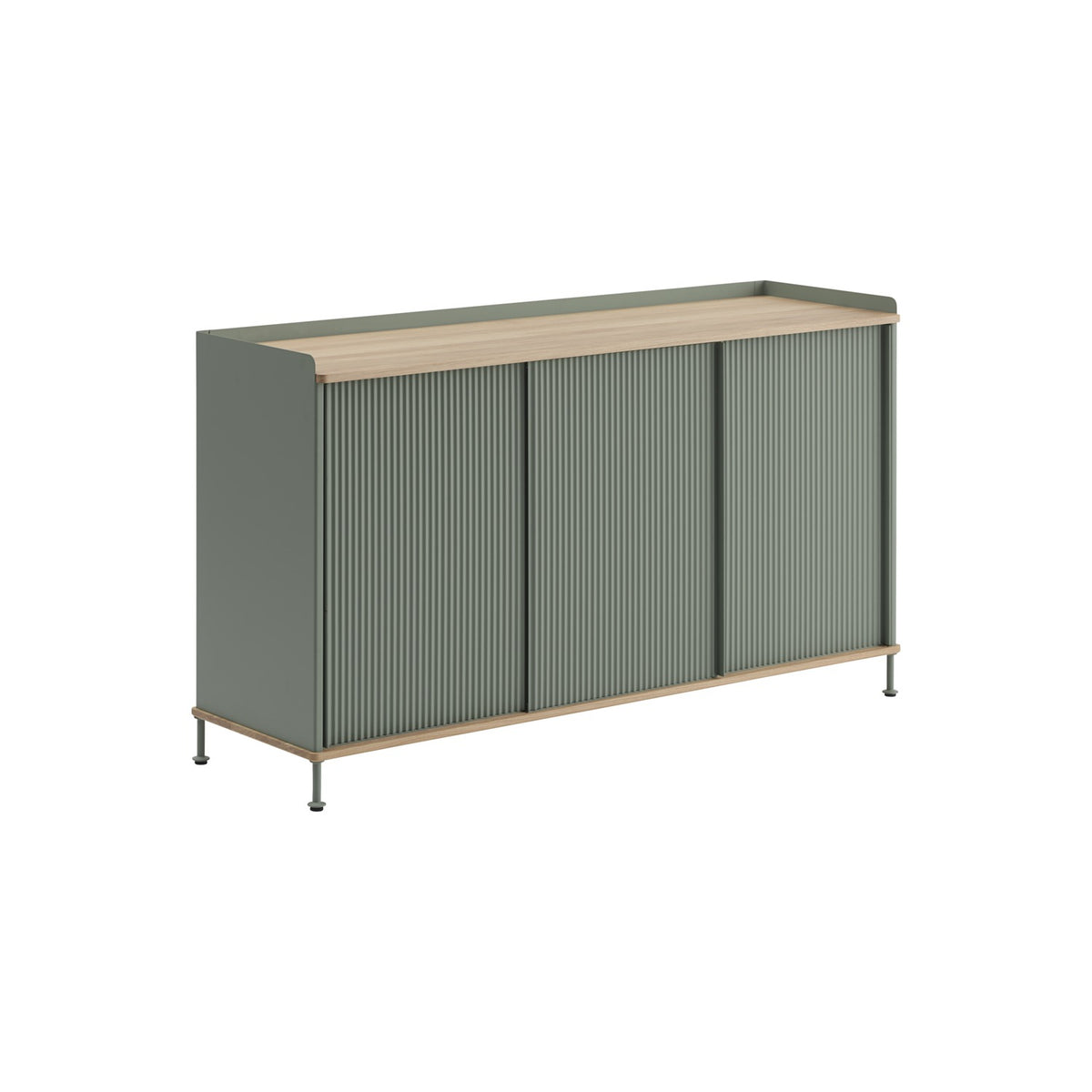 Enfold Sideboard - 148 × 45 cm, H 85 cm, Dusty Green / Oak - Sideboard - Muuto