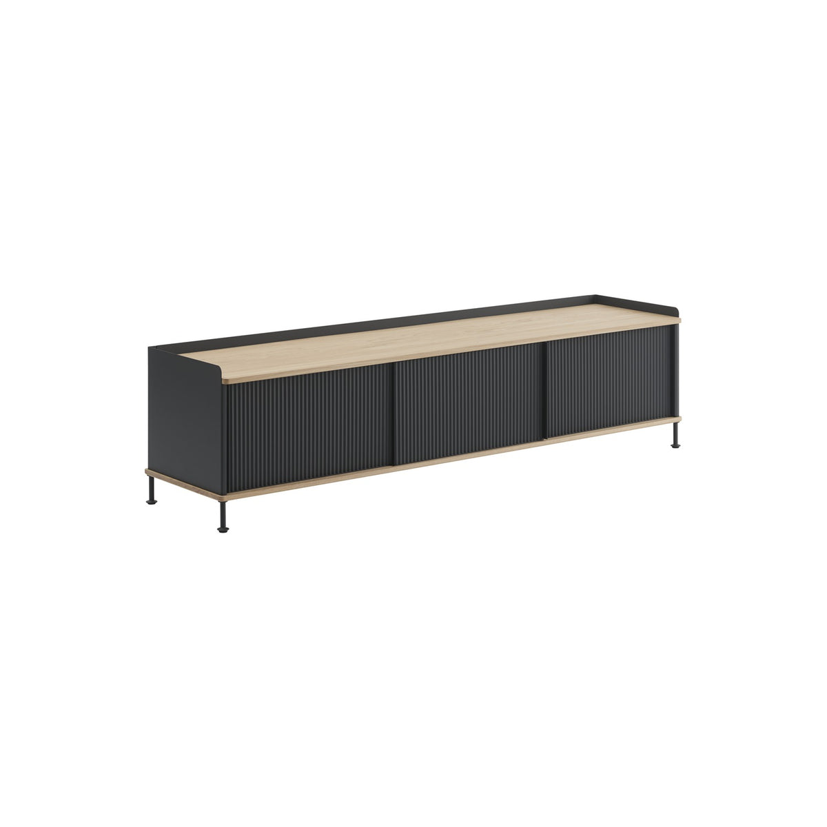 Enfold Sideboard - 186 × 45 cm, H 48 cm, Anthracite Black / Oak - Sideboard - Muuto