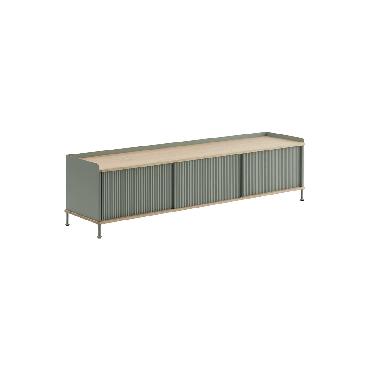 Enfold Sideboard - 186 × 45 cm, H 48 cm, Dusty Green / Oak - Sideboard - Muuto