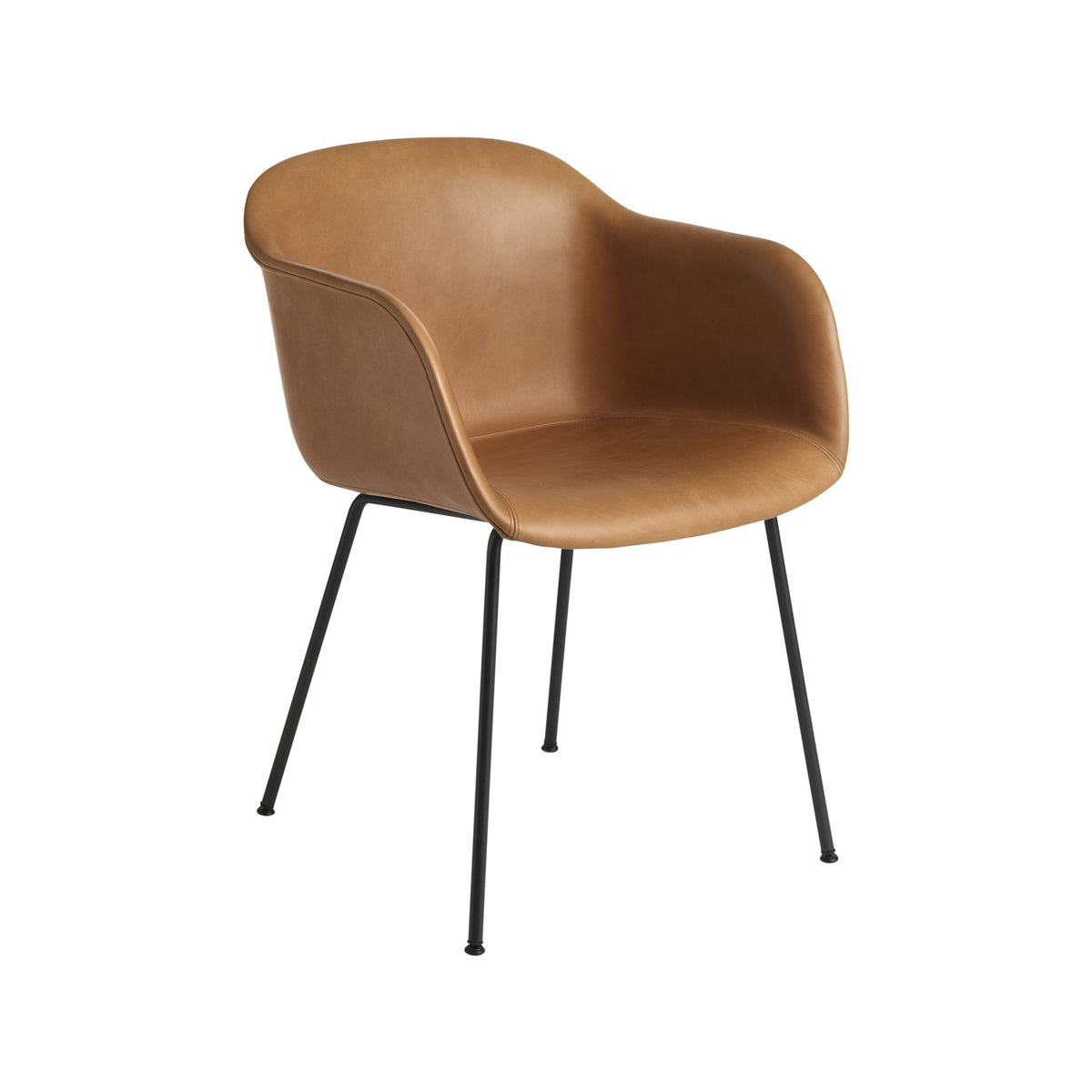 Fiber Armchair - Tube Base, Cognac Leather - Chairs - Muuto