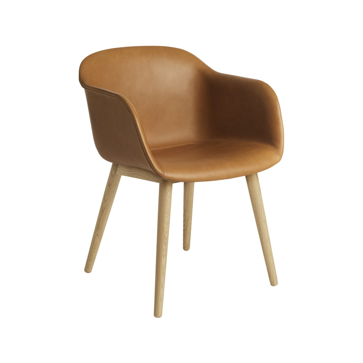 Fiber Armchair - Wood Base, Cognac Leather / Oak - Chairs - Muuto