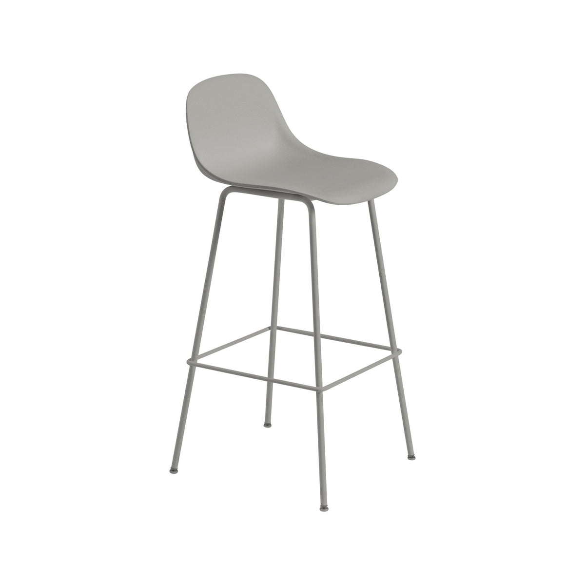 Fiber Bar Stool - Tube Base, With, Grey - Stools - Muuto