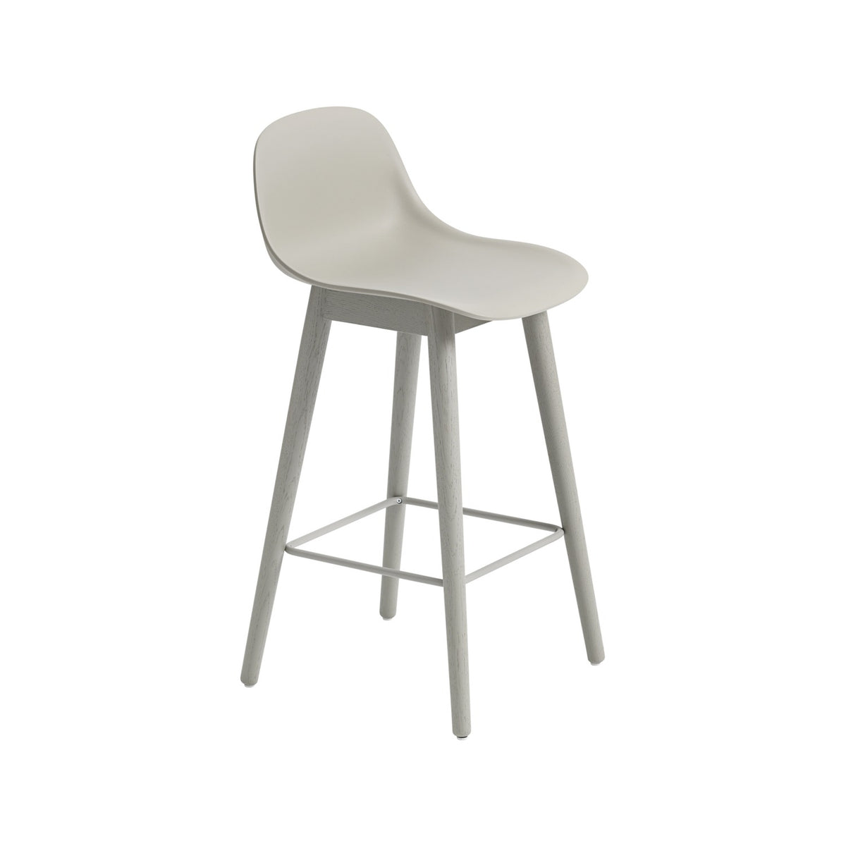 Fiber Bar Stool - Wood Base, With, Grey - Stools - Muuto