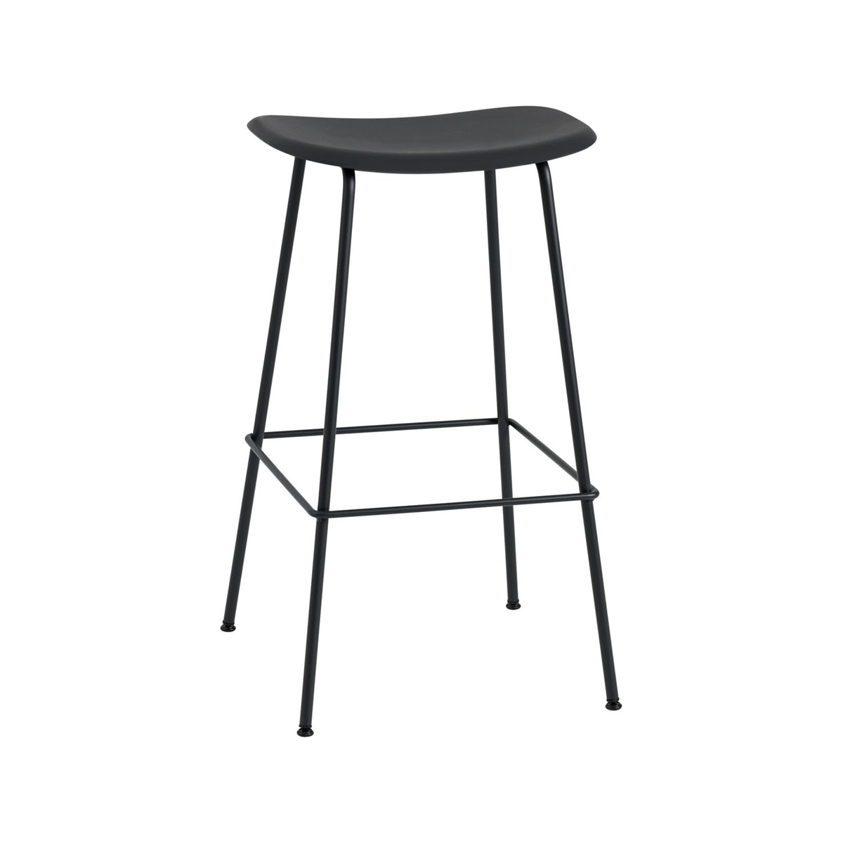 Fiber Bar Stool - Tube Base, Without, Black - Stools - Muuto