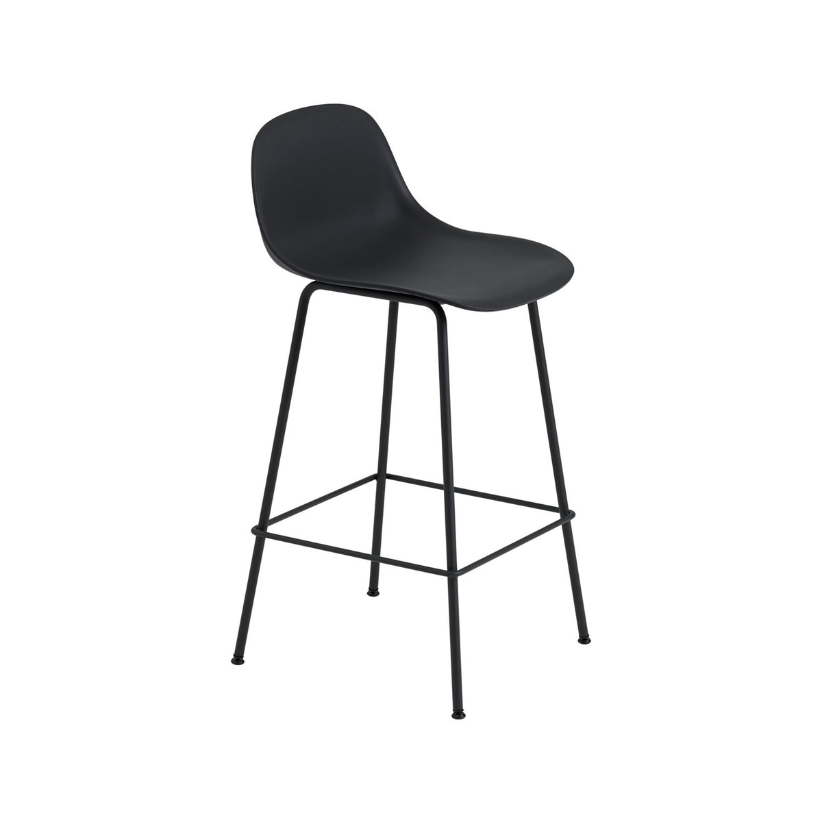 Fiber Counter Stool - Tube Base, With, Black - Stools - Muuto