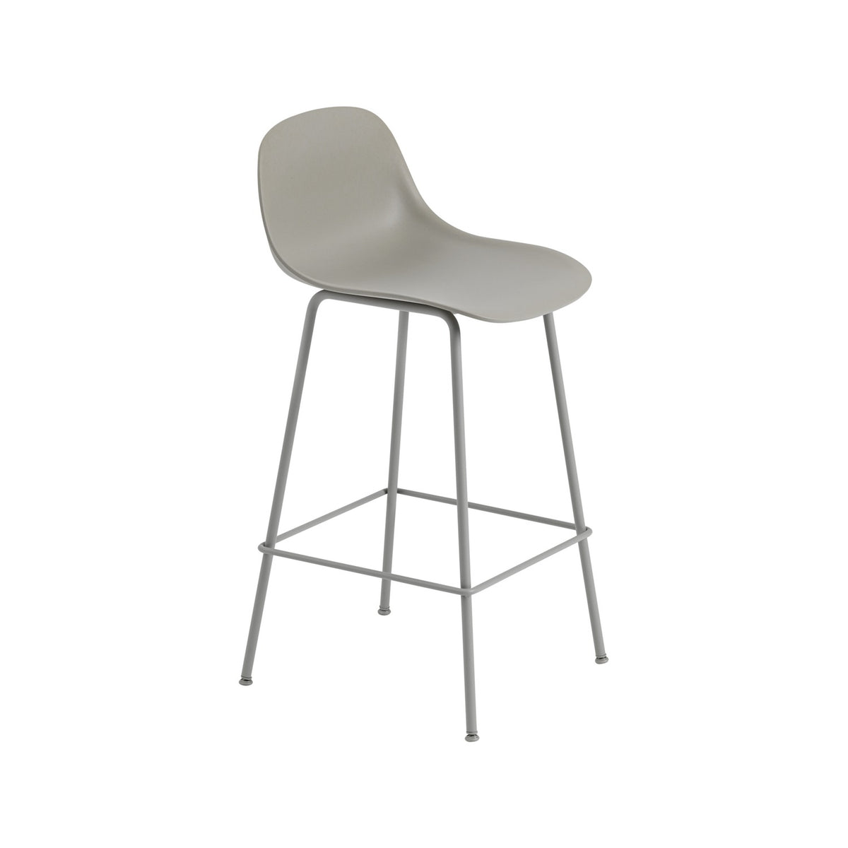 Fiber Counter Stool - Tube Base, With, Grey - Stools - Muuto