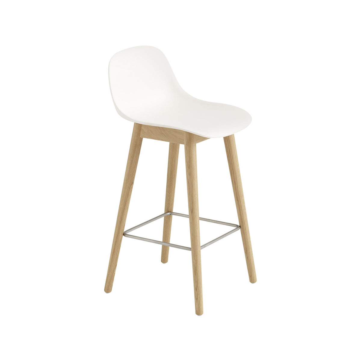 Fiber Counter Stool - Wood Base, With, Natural White / Oak - Stools - Muuto
