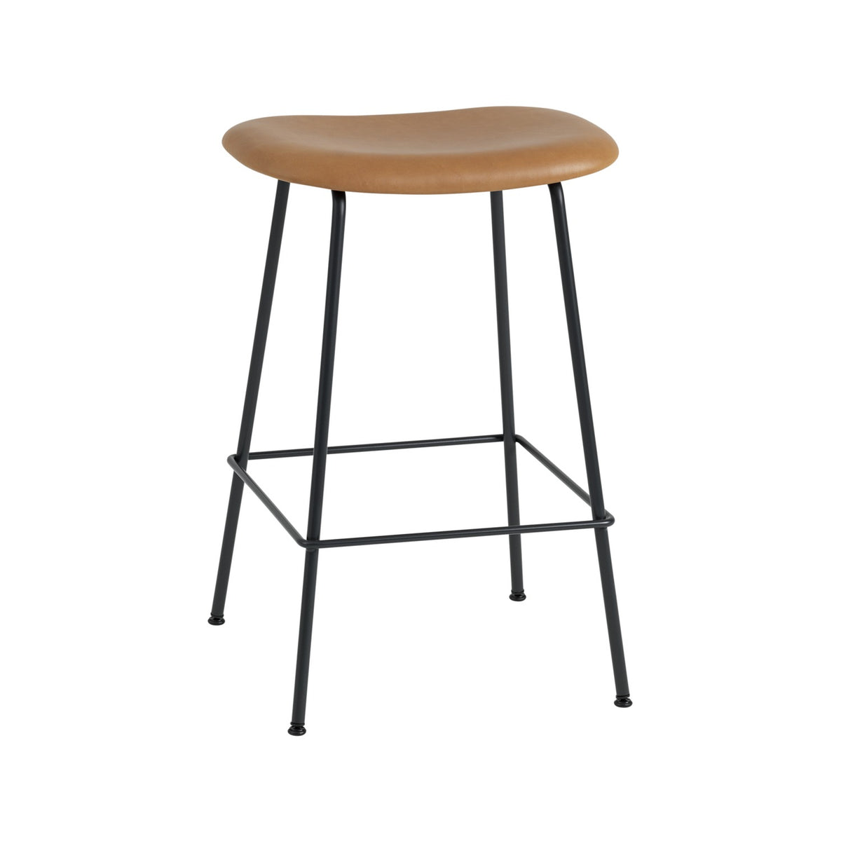 Fiber Counter Stool - Tube Base, Without, Cognac Leather - Stools - Muuto