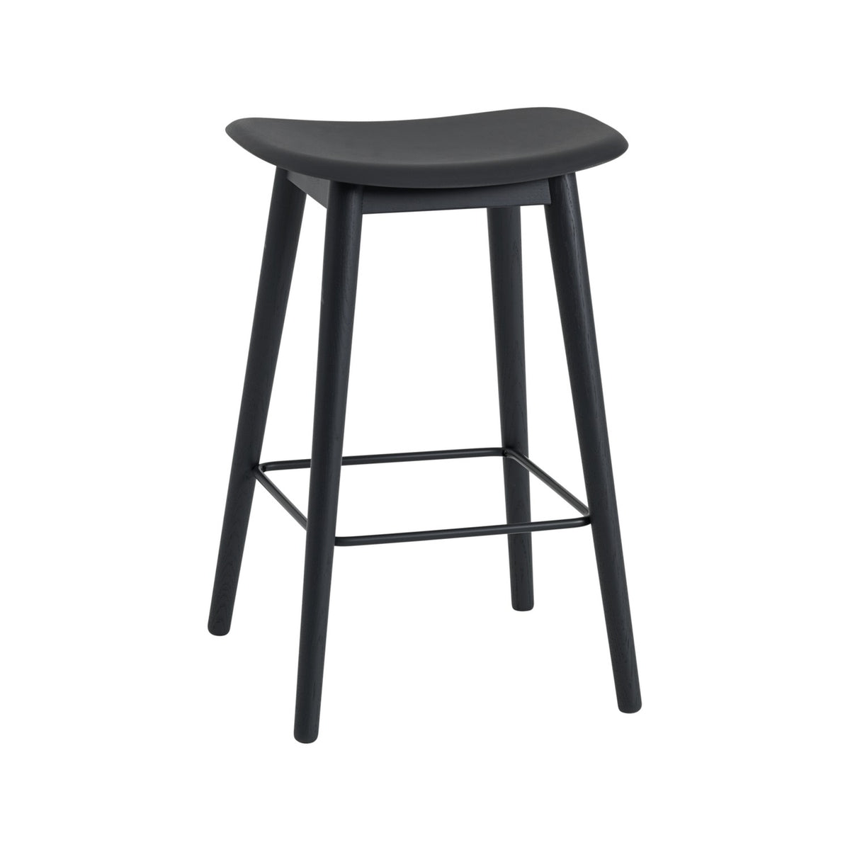 Fiber Counter Stool - Wood Base, Without, Black - Stools - Muuto