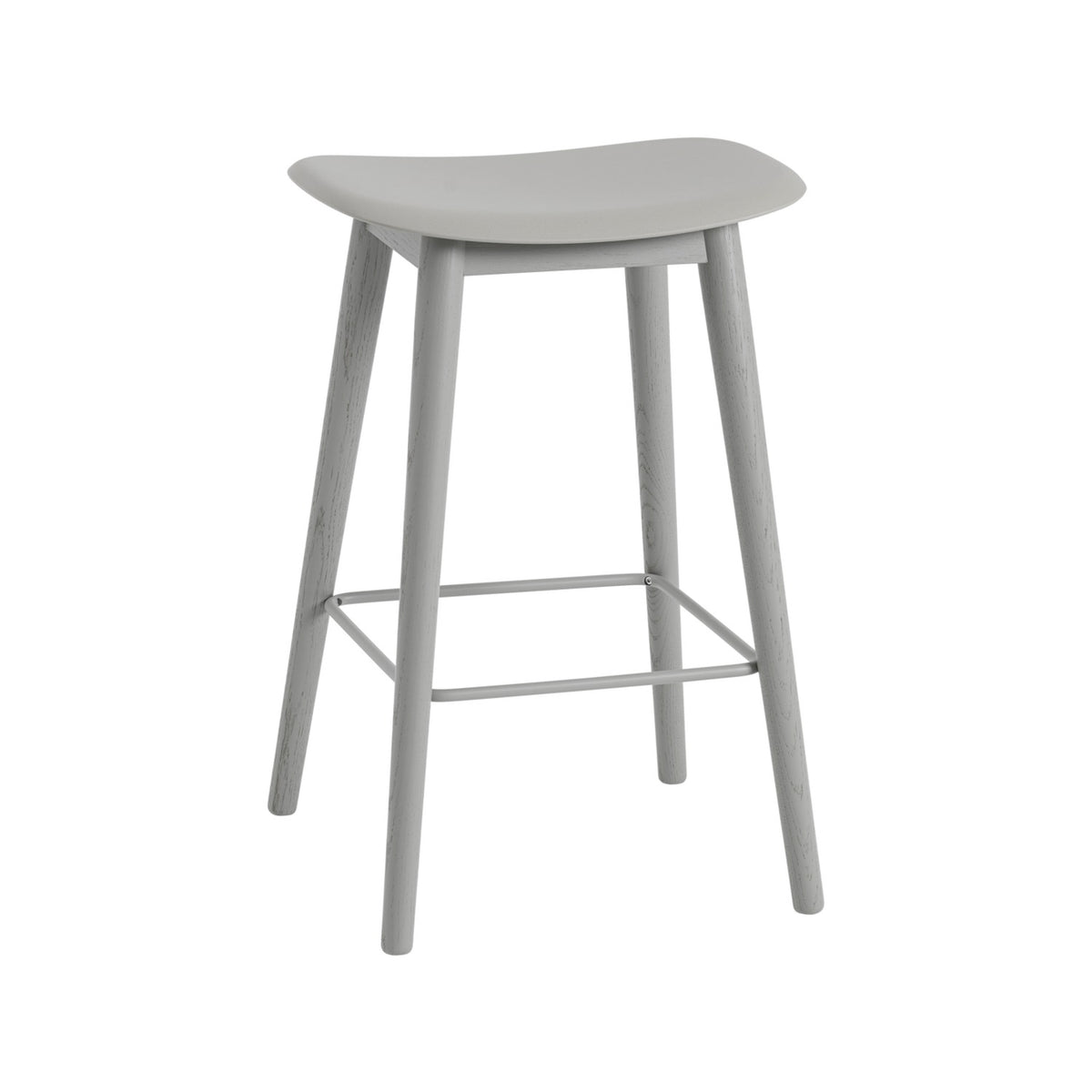 Fiber Counter Stool - Wood Base, Without, Grey - Stools - Muuto
