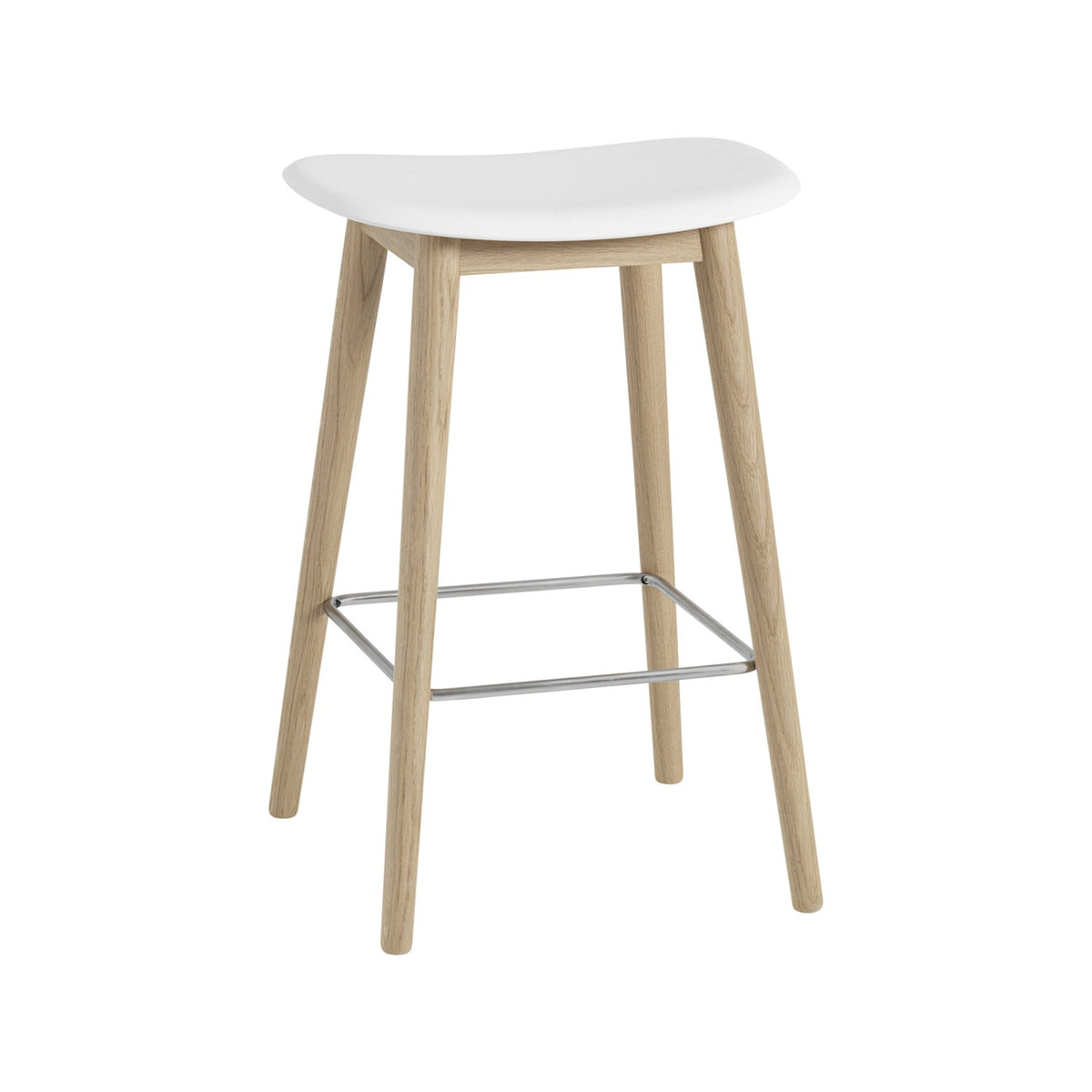 Fiber Counter Stool - Wood Base, Without, Natural White / Oak - Stools - Muuto