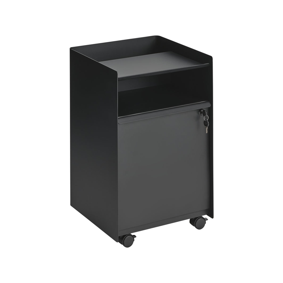 Folded Trolley - Low, Drawer with Lock, Black - Trolleys - Muuto