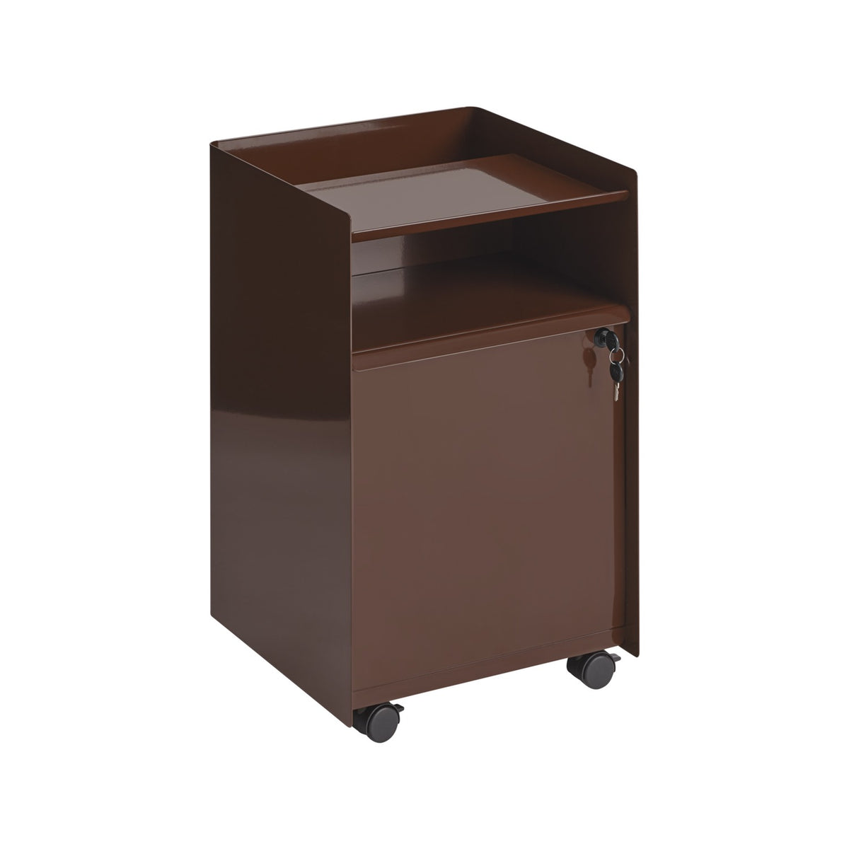 Folded Trolley - Low, Drawer with Lock, Dark Red - Trolleys - Muuto