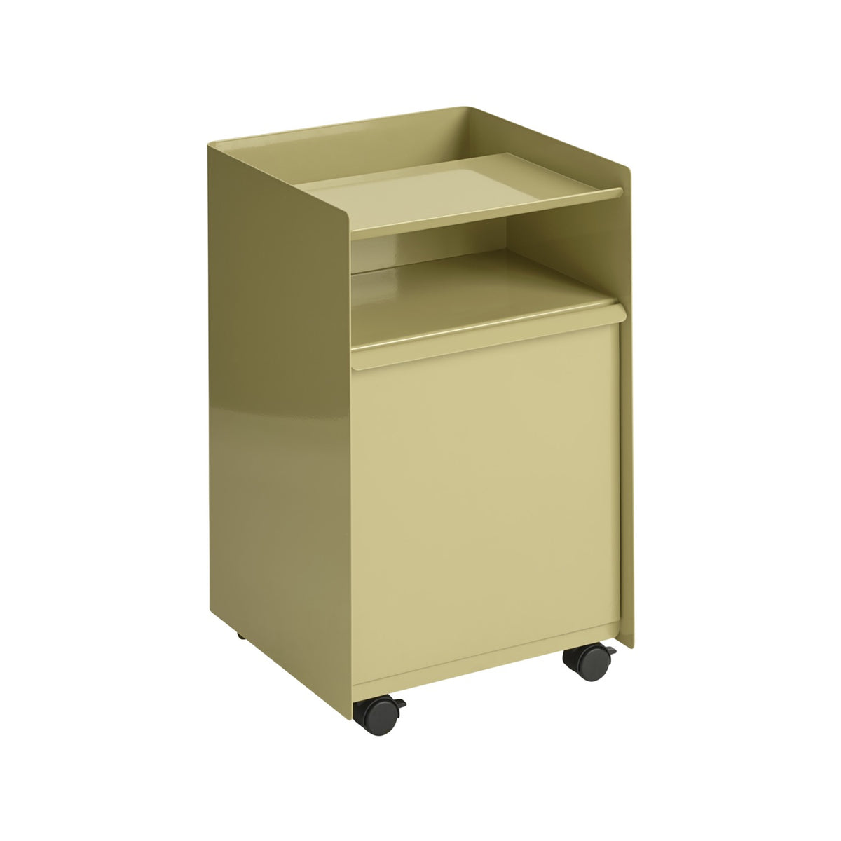 Folded Trolley - Low, Drawer, Dark Beige Green - Trolleys - Muuto