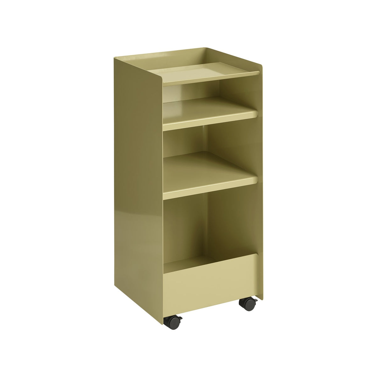 Folded Trolley - Tall, Open, Dark Beige Green - Trolleys - Muuto