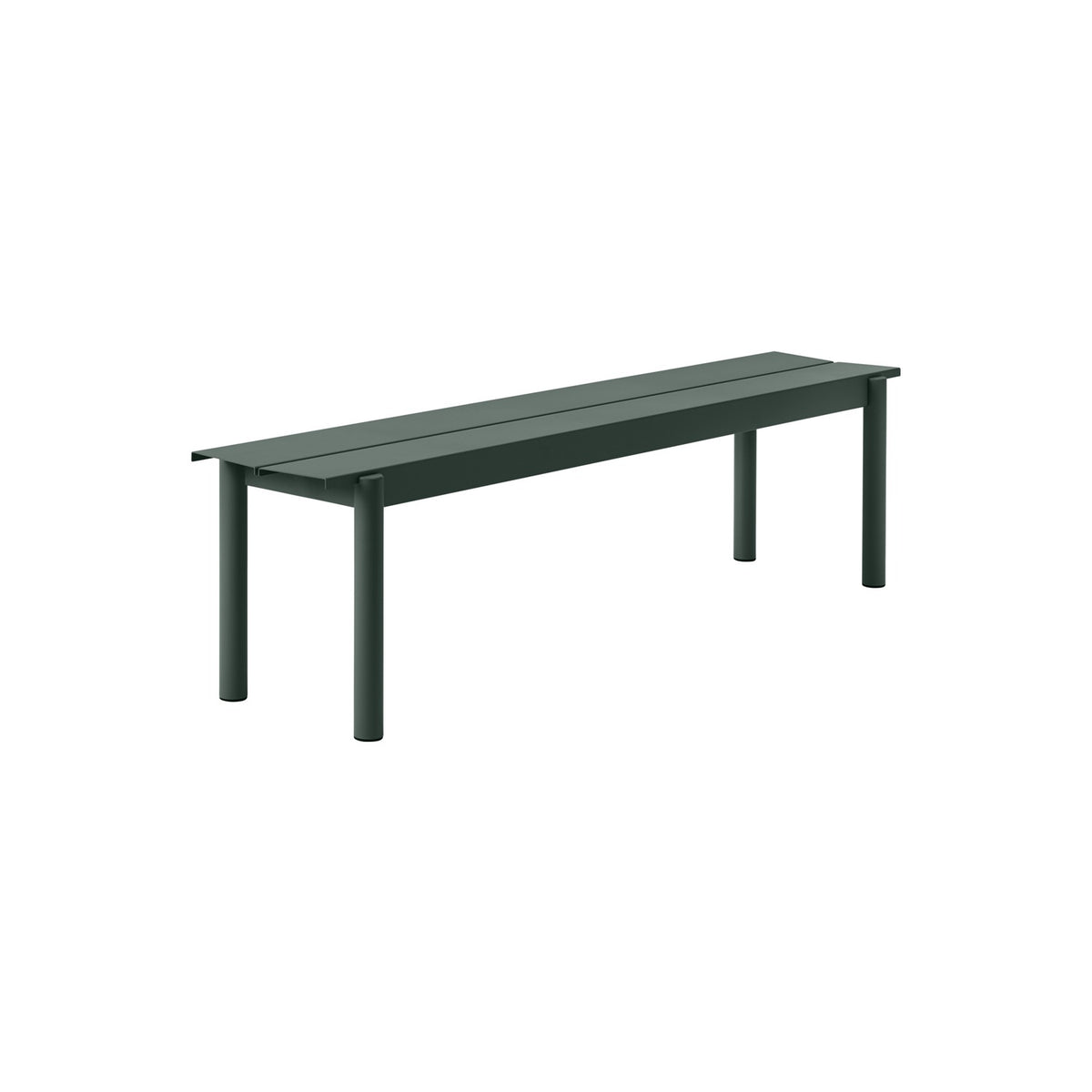 Linear Steel Bench - 170 cm, Dark Green - Outdoor Benches - Muuto
