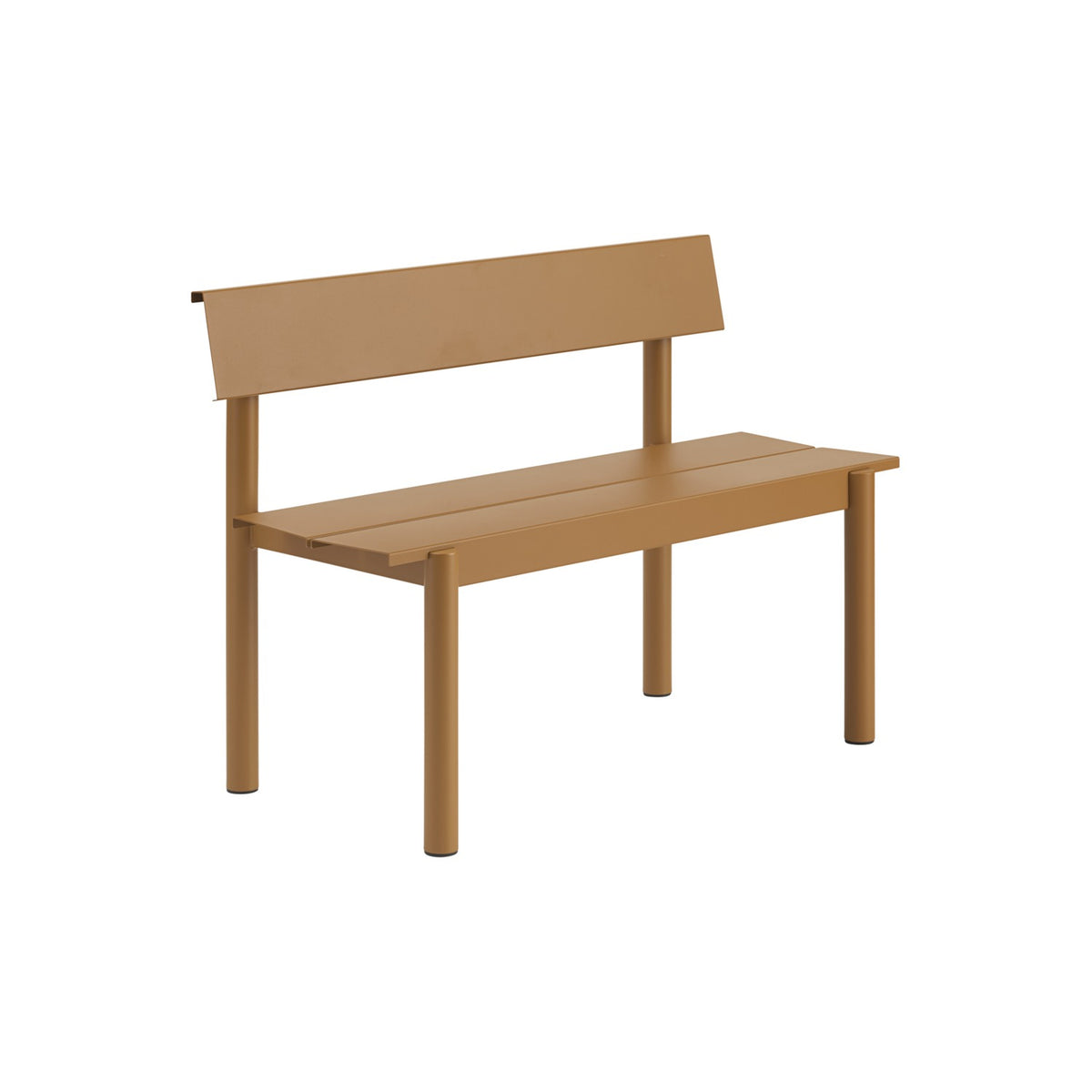Linear Steel Bench with Backrest - 110 cm, Burnt Orange - Outdoor Benches - Muuto