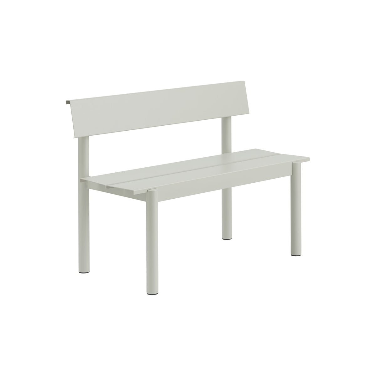 Linear Steel Bench with Backrest - 110 cm, Grey - Outdoor Benches - Muuto