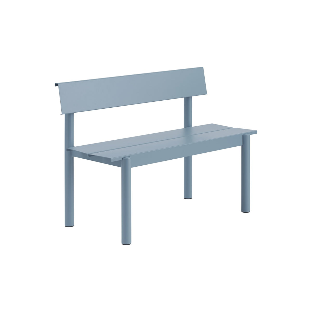 Linear Steel Bench with Backrest - 110 cm, Pale Blue - Outdoor Benches - Muuto