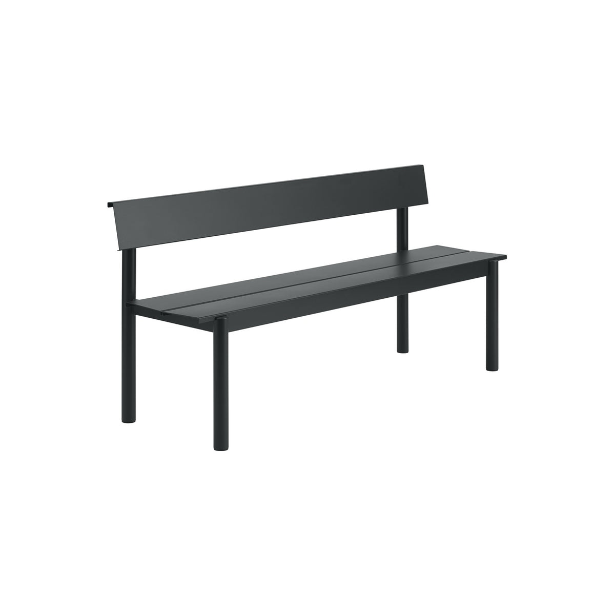Linear Steel Bench with Backrest - 170 cm, Anthracite Black - Outdoor Benches - Muuto
