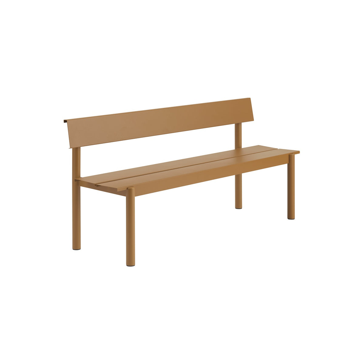 Linear Steel Bench with Backrest - 170 cm, Burnt Orange - Outdoor Benches - Muuto