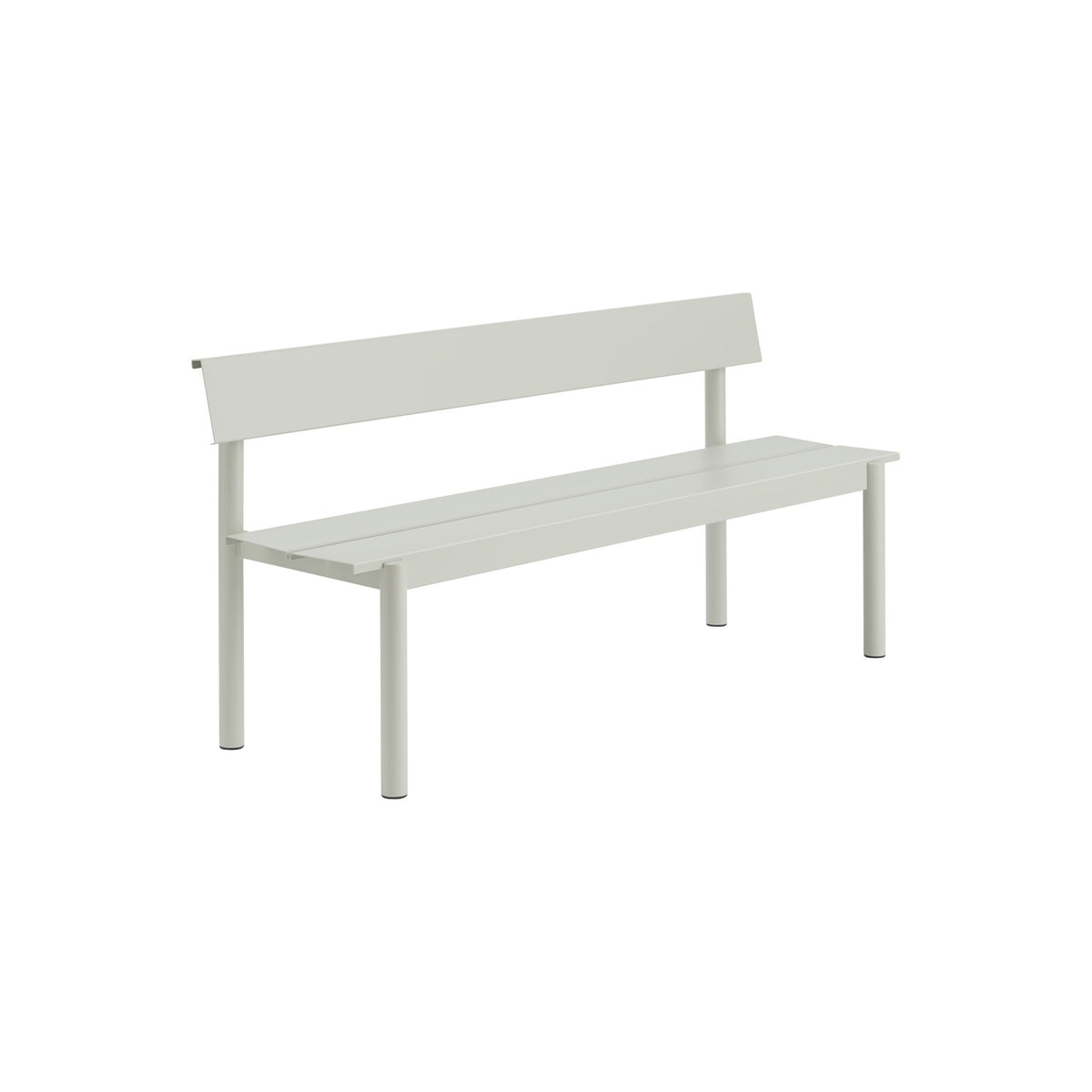 Linear Steel Bench with Backrest - 170 cm, Grey - Outdoor Benches - Muuto