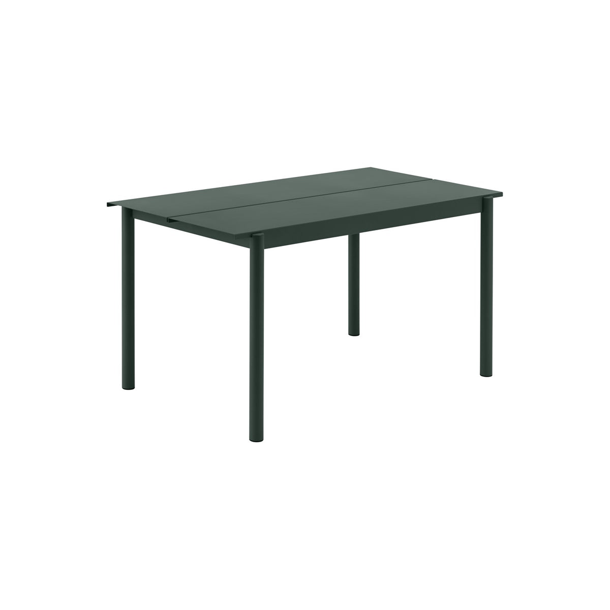 Linear Steel Table - 140 × 80 cm, Dark Green - Outdoor Dining Tables - Muuto
