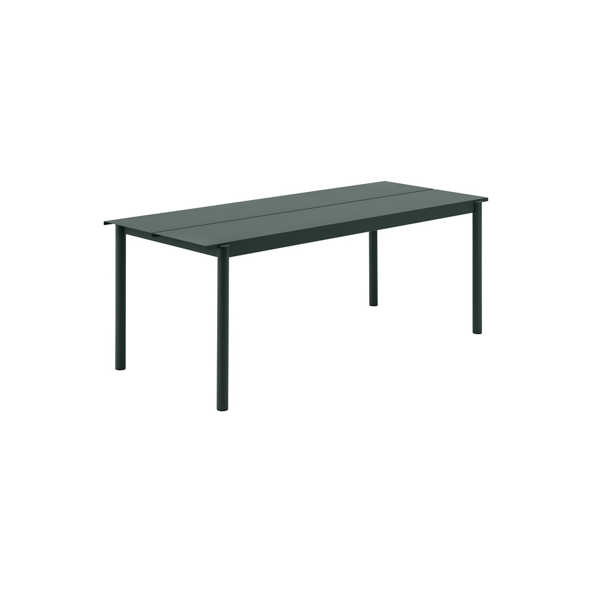 Linear Steel Table - 200 × 80 cm, Dark Green - Outdoor Dining Tables - Muuto