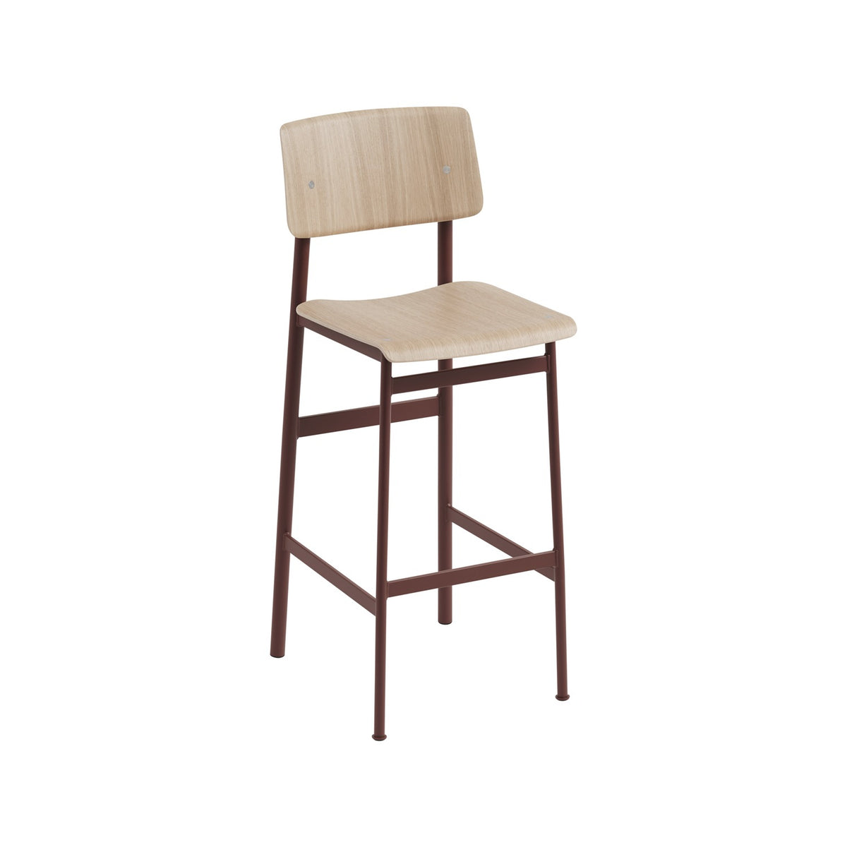 Loft Bar Stool - Oak / Deep Red - Stools - Muuto