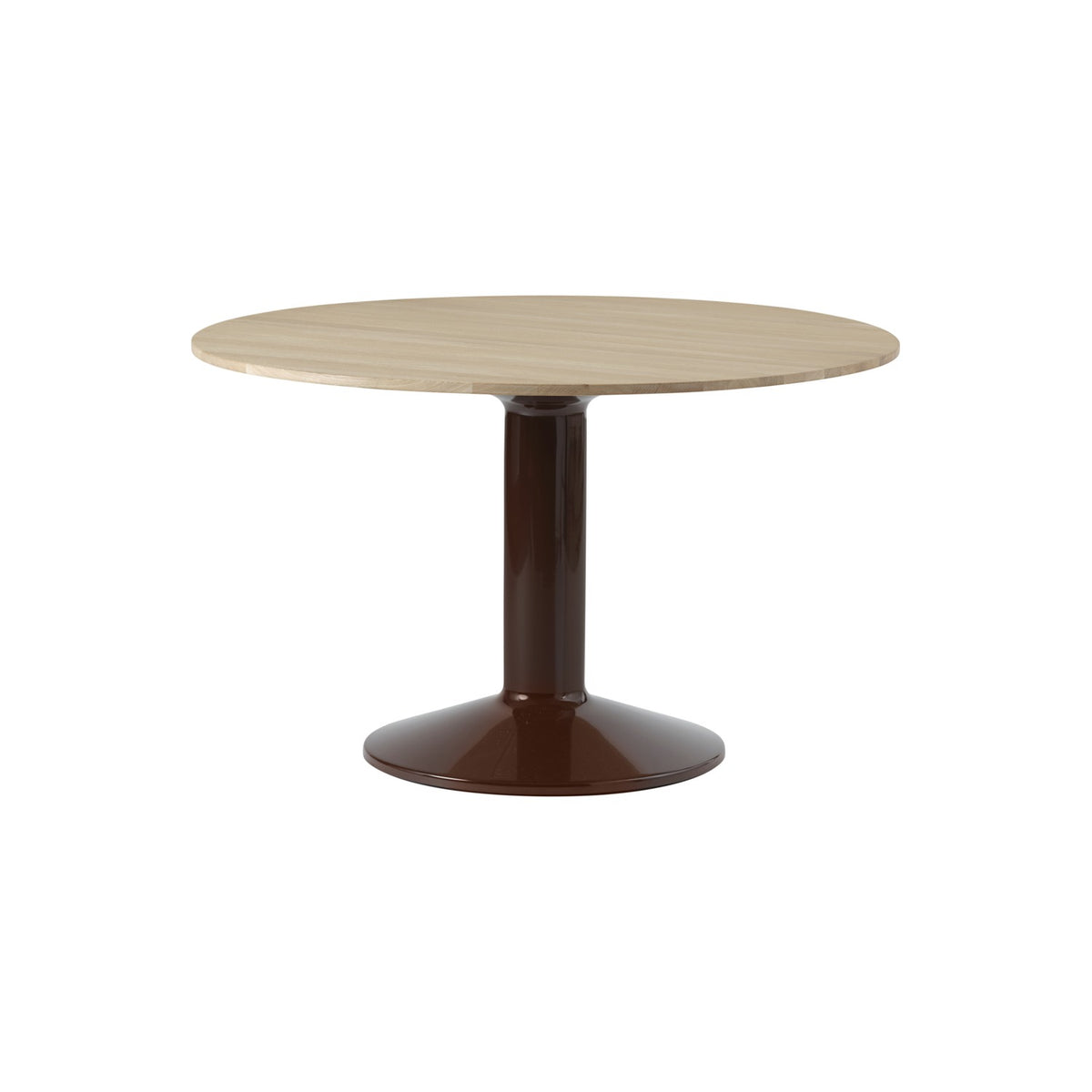 Midst Table - Ø 120 cm, Oiled Oak, Dark Red - Dining Tables - Muuto