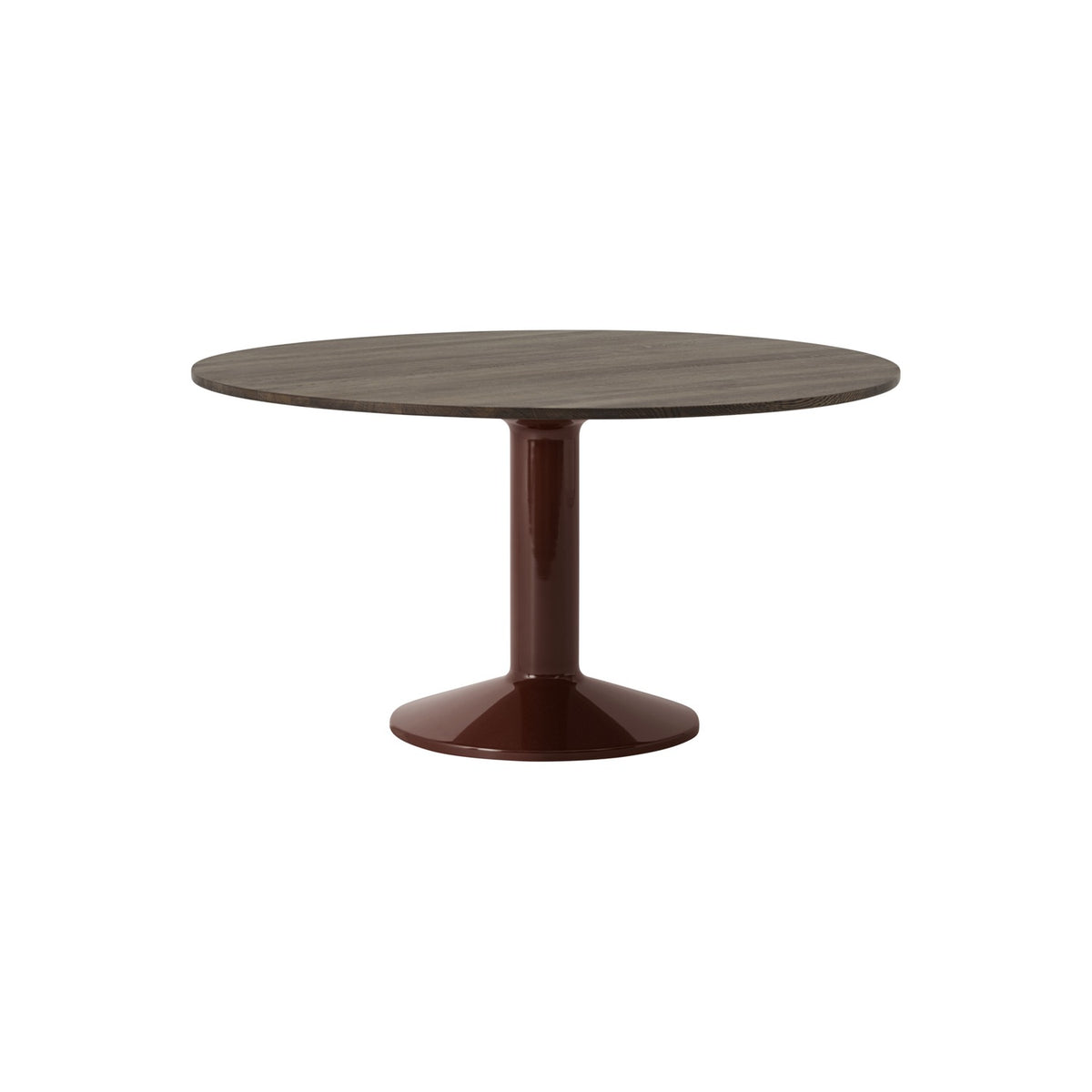 Midst Table - Ø 140 cm, Dark Oiled Oak, Dark Red - Dining Tables - Muuto