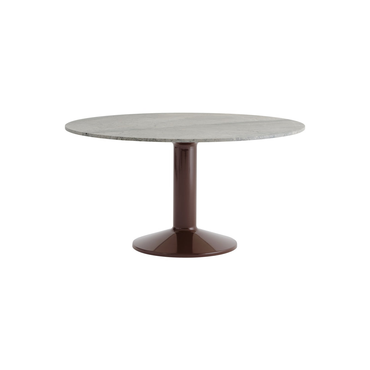Midst Table - Ø 140 cm, Grey Marble, Dark Red - Dining Tables - Muuto