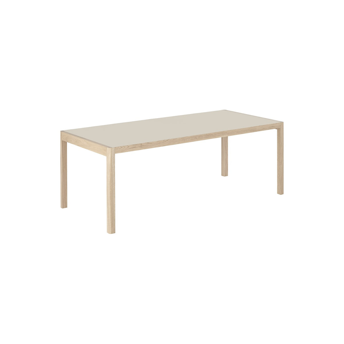 Workshop Table - 200 × 92 cm, Warm Grey Linoleum / Oak - Dining Tables - Muuto
