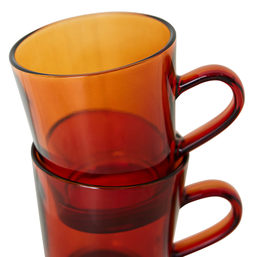 70s Glassware – Kaffeetassen, Amber Brown (4-Set) – HKLIVING – Ansicht 5