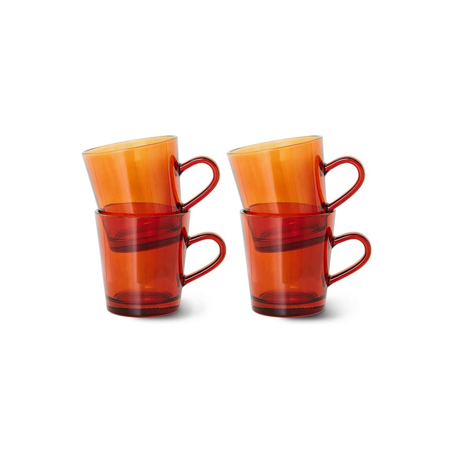 70s Glassware – Kaffeetassen, Amber Brown (4-Set) – HKLIVING